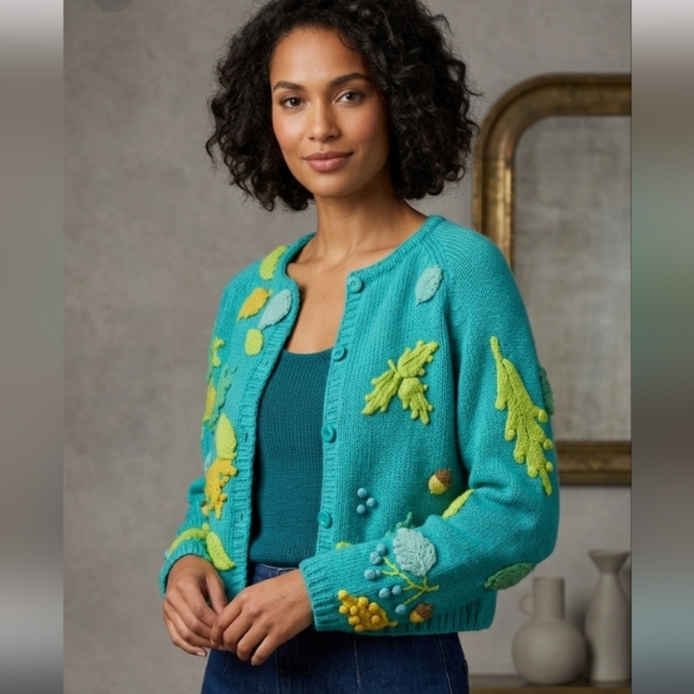 Michael Simon Vintage 90s acorns forest Sweater The Nanny's Fran Fine sz S